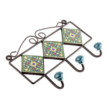 Forest Green Yellow  Wheel Tiles Hooks